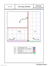 Sample tile key showing tile location for each interior room design