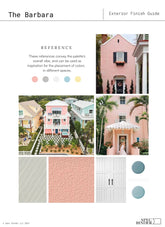 See photos of The Barbara paint colors in different spaces.The Barbara Exterior reference images, paint samples, color swatches, and design elements. The Barbara bathroom design is Fun, Coastal, Elegant, and Bold. The Barbara