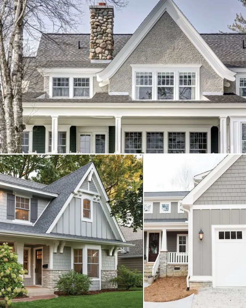 See photos of The Olivia Exterior paint and trim colors in different spaces, including bathrooms, bedrooms, living rooms, and ktichens. This design is Light, Simple, Traditional, and Versatile. These reference photos give you an idea of what the wall paint and trim color combinations can look like in your space.