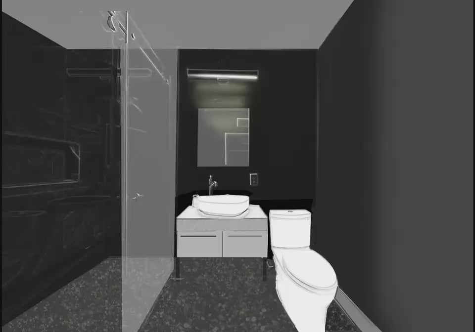 The Thomas bathroom illustration video. The Thomas is Warm, Dark, Sharp, and Modern