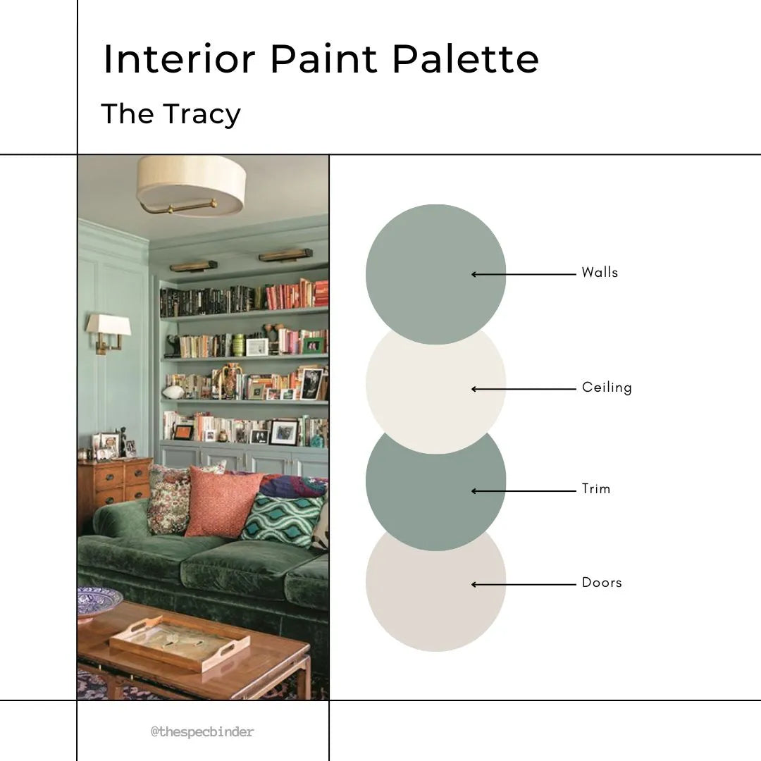 The Tracy cover image with sample paint colors and reference photos to reflect the look and feel of this paint palette. This design is Fun, Colorful, Playful, and Bold