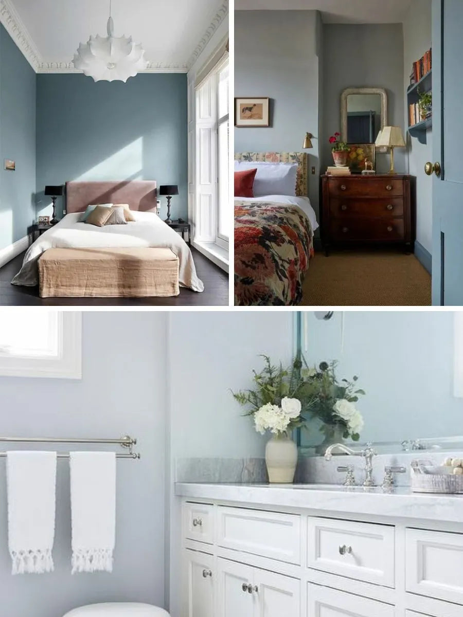 See photos of The Julie paint and trim colors in different spaces, including bathrooms, bedrooms, living rooms, and ktichens. This design is Light, Calm, Soft, and Timeless. These reference photos give you an idea of what the wall paint and trim color combinations can look like in your space.