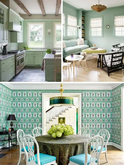 See photos of The Tracy interior paint and trim colors in different spaces, including bathrooms, bedrooms, living rooms, and ktichens. This design is Fun, Colorful, Playful, and Bold. These reference photos give you an idea of what the wall paint and trim color combinations can look like in your space.
